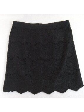 Halogen Women's Size 12 Black Lace Scalloped Hem Lined Mini Skirt